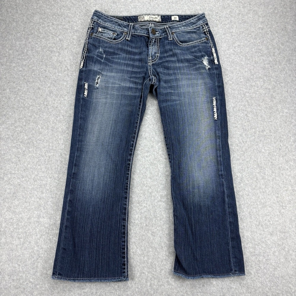 Buckle Jeans Womens 29 Blue Denim BKE Cropped Starlite Frayed Hem Single Stitch